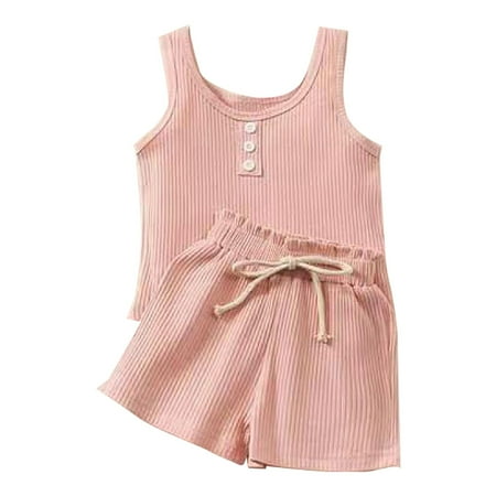 Cute Girls Outfits Toddler Summer Tracksuit Neck Vest Elastic Waist Shorts Sleeveless Vest Casual Suit Travel Clothing
Cute Girls Outfits Toddler Summer Tracksuit Neck Vest Elastic Waist Shorts Sleeveless Vest Casual Suit Travel Clothing