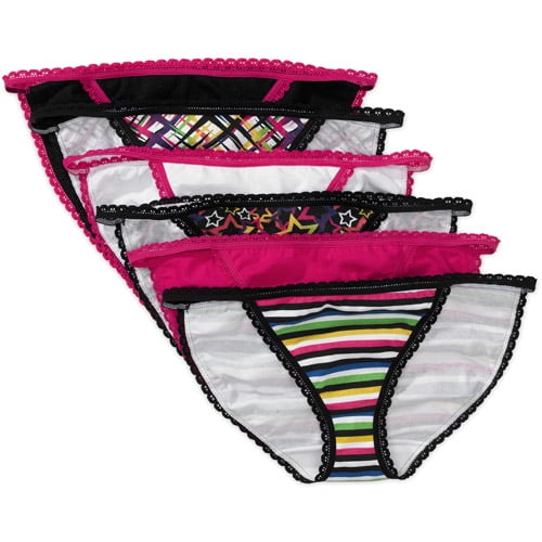 No Boundaries Juniors Stretch Cotton String Bikini Panties 6 Pack