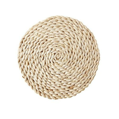 AkoaDa Natural Water Hyacinth Weave Placemat Round Braided Rattan Tablemats