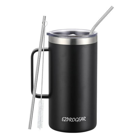 Ezprogear 40 oz Stainless Steel Large Coffee Mug Double Wall Vacuum Insulated Camping Tumbler with Handle & Straws (Matte Black)
Ezprogear 40 oz Stainless Steel Large Coffee Mug Double Wall Vacuum Insulated Camping Tumbler with Handle & Straws (Matte Black)