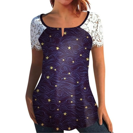 Corset Tops for Women Floral Women Tops Casual Summer Lace Short Sleeve Split Neck Tunic Printed T-Shirts Tee Shirt Tops Tshirts Shirts for Women Purple S
Corset Tops for Women Floral Women Tops Casual Summer Lace Short Sleeve Split Neck Tunic Printed T-Shirts Tee Shirt Tops Tshirts Shirts for Women Purple S