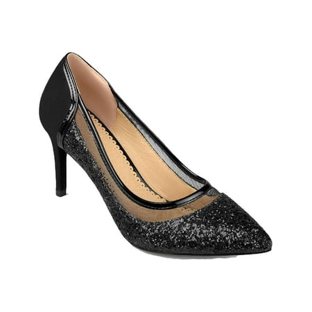 Journee Collection Womens Kalani Glitter Padded Insole Dress Heels
