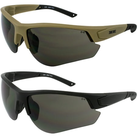 

2 Pairs of Epoch Eyewear Grunt Tactical Shooting Range Safety Sunglasses Tan Frames & Black Frames with Smoke Lenses