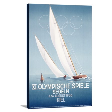 XI Olympische Spiele - Segeln Vintage Poster (artist: Anton) Germany c. 1935 (11.25x18 Gallery Wrapped Stretched Canvas)