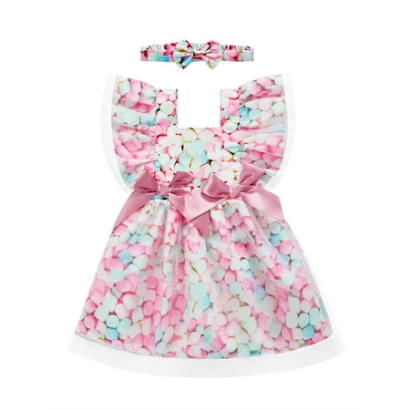 Nokpsedcb 2Pcs Toddler Baby Girls Flying Sleeve Dress Cotton Candy Pattern Large Bow Layered Dress with Headband Pink 5-6 Years
Nokpsedcb 2Pcs Toddler Baby Girls Flying Sleeve Dress Cotton Candy Pattern Large Bow Layered Dress with Headband Pink 5-6 Years