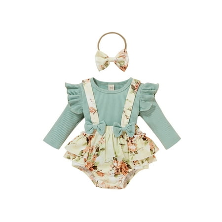 Canrulo Infant Baby Girl Floral Clothes Ribbed Ruffle T-Shirt and Suspender Shorts Outfits with Headband Green 6-12 Months
Canrulo Infant Baby Girl Floral Clothes Ribbed Ruffle T-Shirt and Suspender Shorts Outfits with Headband Green 6-12 Months
