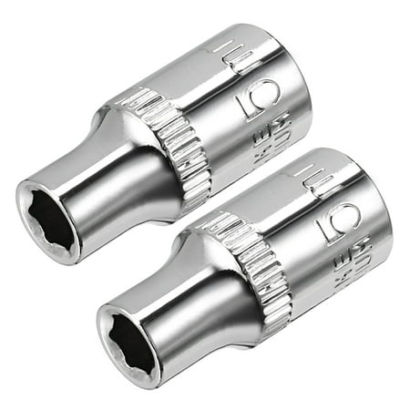 2Pcs 1/4-inch Drive 5mm Cr-V 6-Point Shallow Socket