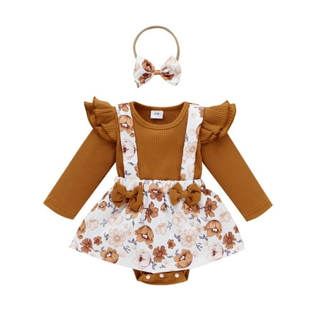 Nokpsedcb Sweet Baby Girls Clothes Sets 3pcs Ruffles Long Sleeve Romper Tops Flowers Suspender Skirt Headband Khaki 12-18 Months
Nokpsedcb Sweet Baby Girls Clothes Sets 3pcs Ruffles Long Sleeve Romper Tops Flowers Suspender Skirt Headband Khaki 12-18 Months