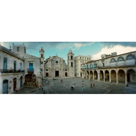 Tourists in courtyard in front of the Havana Cathedral Havana Cuba Poster Print