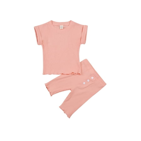 Sunisery Toddler Baby Boy Girl Summer Clothes Ribbed Short Sleeve T-Shirts Tops+Shorts Pants Outfits 2PCS Set Pink 12-18 Months
Sunisery Toddler Baby Boy Girl Summer Clothes Ribbed Short Sleeve T-Shirts Tops+Shorts Pants Outfits 2PCS Set Pink 12-18 Months