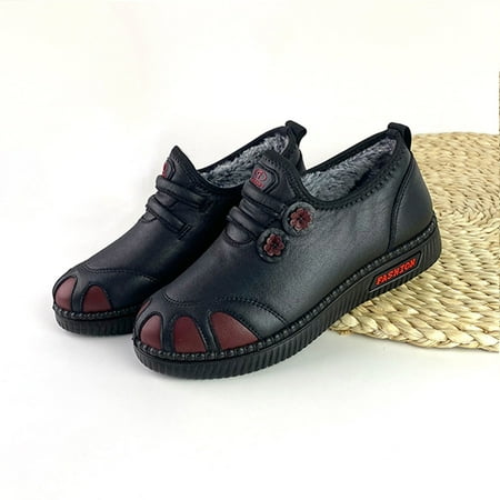 Cathalem Flat High Boots Fashion Winter Women Snow Boots Flat Soles Soft Soles Non Slip Waterproof Uppers Round Toe Slip On Shoes Black 7.5