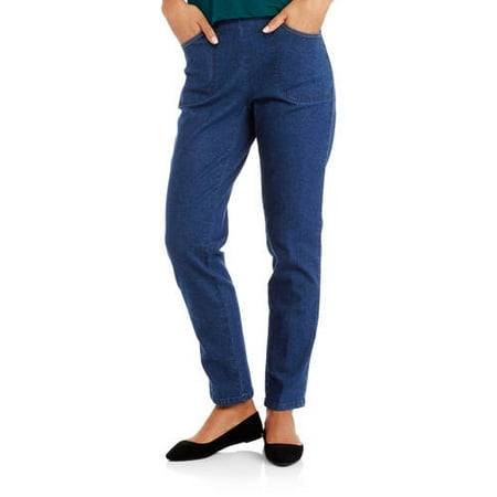 White Stag Women's Pull-on Denim Pant with Comfort Waist available in Regular and Petite