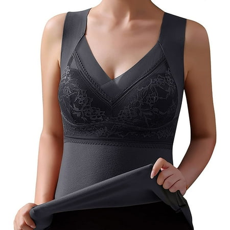 YIWEI Women Winter Bra Shirt V-Neck Thermal Fleece Vests Lined Underwear Built in Bra Black XL
YIWEI Women Winter Bra Shirt V-Neck Thermal Fleece Vests Lined Underwear Built in Bra Black XL