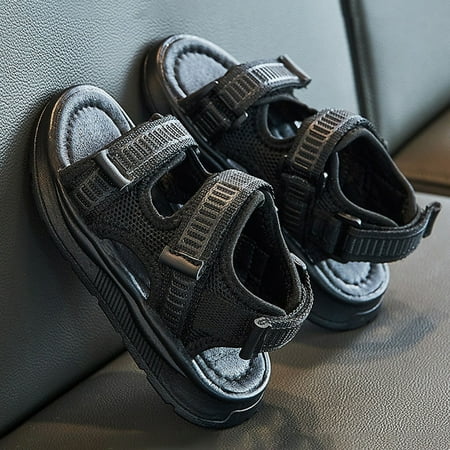 

Gubotare Summer Sandals for Girl Comfortable Girls Toddler Little Kid Lightweight Hook Loop Sandal (Black 34)