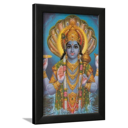 Vishnu and Nagas Framed Print Wall Art
