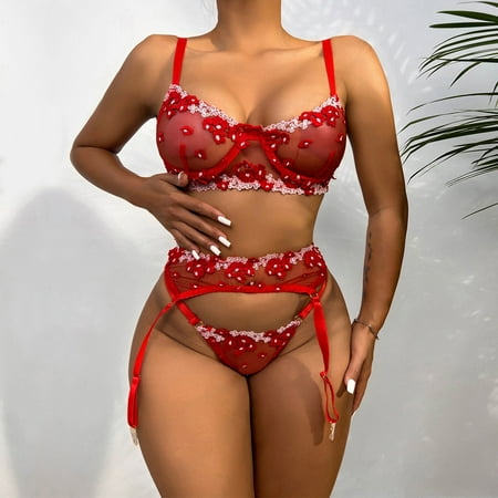 Uorcsa Midnight Three Piece Mesh Bra+Garter+Briefs Embroidery Lace Babydoll Cut Out Underpants Red
Uorcsa Midnight Three Piece Mesh Bra+Garter+Briefs Embroidery Lace Babydoll Cut Out Underpants Red