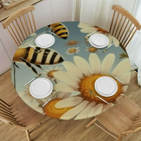 Ullo0ord Bees Round Fitted Tablecloth Elastic Edged Table Cover Daisy Waterproof Wipeable Table Cloth Tablecloth Fits Tables 54 -58
Ullo0ord Bees Round Fitted Tablecloth Elastic Edged Table Cover Daisy Waterproof Wipeable Table Cloth Tablecloth Fits Tables 54 -58