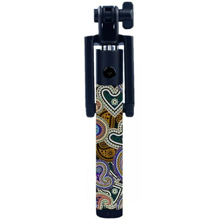 KTA Colorful Paisley Wired Mini Selfie Stick with folding Bracket