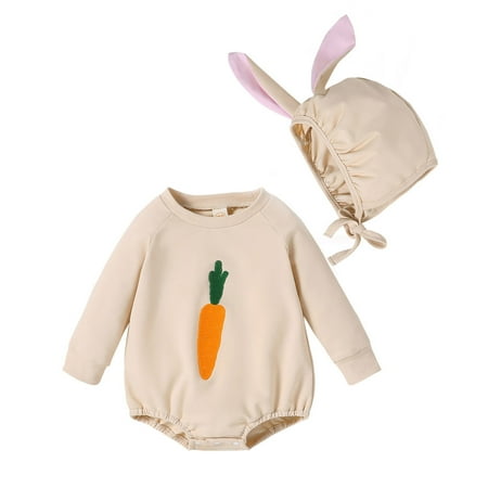 ZMHEGW Boys Girls Long Sleeve Easter Carrot Embroider Romper Bodysuits Hat Set Comfort Sports Baby s Jumpsuit
ZMHEGW Boys Girls Long Sleeve Easter Carrot Embroider Romper Bodysuits Hat Set Comfort Sports Baby s Jumpsuit