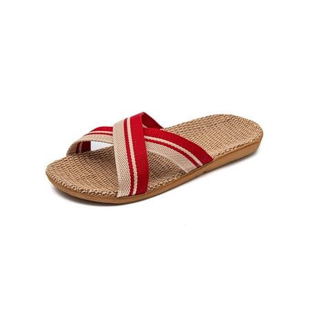 UKAP Women Men Flat Sandals Summer Slide Sandal Beach Slides Comfort Linen Shoes Unisex Open Toe Non-slip Red C 8.5-9
UKAP Women Men Flat Sandals Summer Slide Sandal Beach Slides Comfort Linen Shoes Unisex Open Toe Non-slip Red C 8.5-9