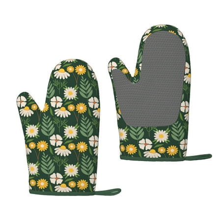 XMXT 2 Pcs Silicone Oven Mitts Small Daisy Floral Pattern Thickened Non-Slip BBQ Gloves Green
XMXT 2 Pcs Silicone Oven Mitts Small Daisy Floral Pattern Thickened Non-Slip BBQ Gloves Green