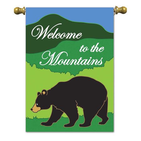 "Welcome to the Mountains" Brown Bear Garden Flag 13" x 18"
