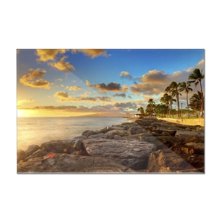 Coastline & Sunset - Lantern Press Photography (36x24 Acrylic Wall Art Gallery Quality)