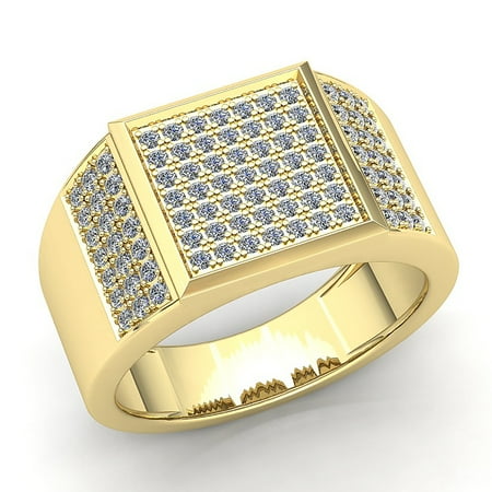 Genuine 1.5ct Round Cut Diamond Mens Cluster Anniversary Engagement Ring Solid 14K Rose, White or Yellow Gold GH SI2