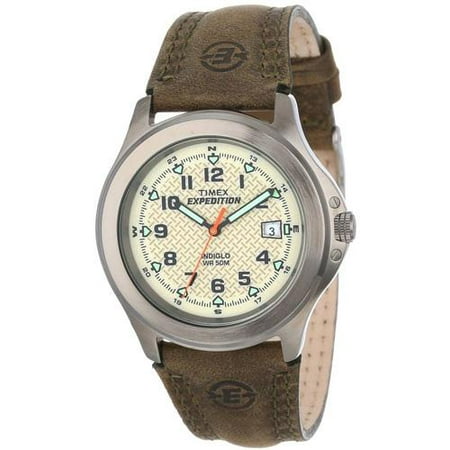 Timex T49953 Expedition Metal Field Green Leather Strap Analog Watch