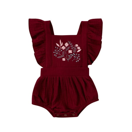EHTMSAK Newborn Infant Baby Toddler Girl Summer Cotton Sleeveless Flutter Sleeve Floral Bodysuits Wine 0-24M 80
EHTMSAK Newborn Infant Baby Toddler Girl Summer Cotton Sleeveless Flutter Sleeve Floral Bodysuits Wine 0-24M 80