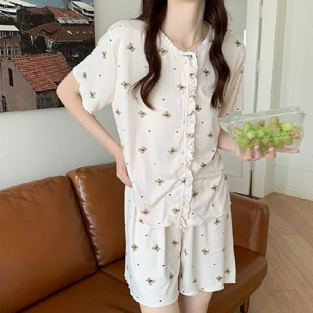 PIKADINGNIS New Girl Pajama Sets Turn-down Collar Short Sleeve Women Summer Printed Cartoon Thin Kawaii Trendy Womens 2pcs Pyjamas Elegant
PIKADINGNIS New Girl Pajama Sets Turn-down Collar Short Sleeve Women Summer Printed Cartoon Thin Kawaii Trendy Womens 2pcs Pyjamas Elegant