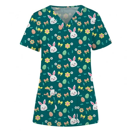 Jovati Womens Nursing Scrub Tops Easter Eggs Bunny Rabbit Printed Working Uniform Short Sleeve V Neck Workwear Blouse T-shirt with Pockets On Clearance
Jovati Womens Nursing Scrub Tops Easter Eggs Bunny Rabbit Printed Working Uniform Short Sleeve V Neck Workwear Blouse T-shirt with Pockets On Clearance