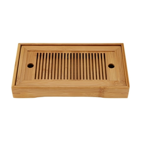 

WREA Tasteful Bamboo Chinese Gongfu Tea Table Serving Tray Box Reservoir & Drainage Type For Teahouse Home Office