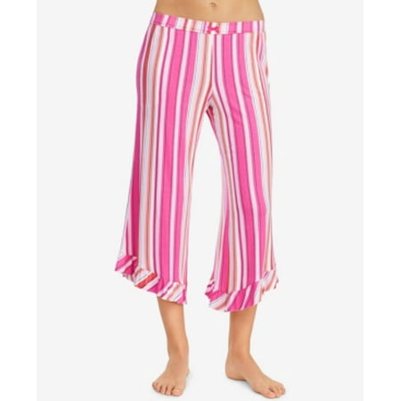 Layla Pink Stripe Ruffle-Cuff Pajama Pants Pink Large