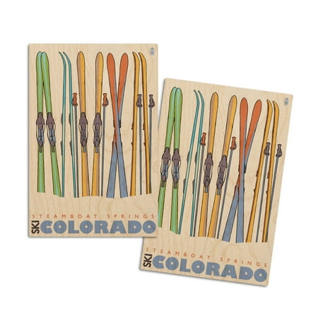 

Skis in Snow Steamboat CO (4x6 Birch Wood Postcards 2-Pack Stationary Rustic Home Wall Decor)