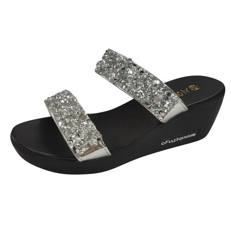Womens Sandals Women Shoes Fashion Wedge Sandal Middle Heel Flip-Flop Sandals Summer Sequin Beach Sandals Women S Sandals Pu Silver 40
Womens Sandals Women Shoes Fashion Wedge Sandal Middle Heel Flip-Flop Sandals Summer Sequin Beach Sandals Women S Sandals Pu Silver 40