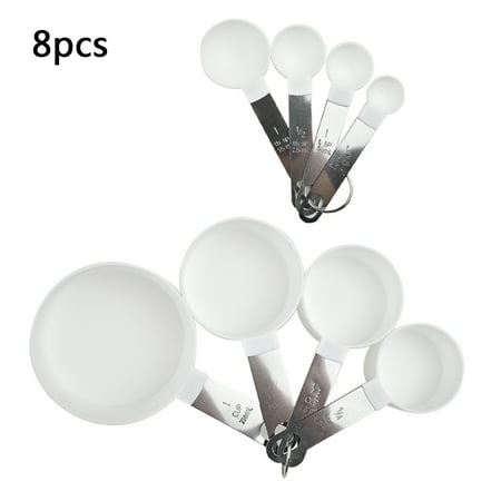 8Pcs Measuring Cups and Spoons Set Plastic Measure Cup Spoon with Stainless Steel Handle Kitchen Baking Cooking Tools White
8Pcs Measuring Cups and Spoons Set Plastic Measure Cup Spoon with Stainless Steel Handle Kitchen Baking Cooking Tools White