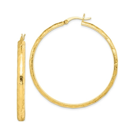 Designer Sterling Silver Gold-Flashed 45Mm Bamboo Patterned Hoop (Length=41) (Width=4) Made In India -Jewelry By Sweet Pea Creations