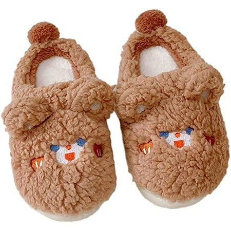 shuwee Womens Cotton Slippers Cute Animals Plush House Slippers for Women Memory Foam Anti-slip Slippers Indoor / Outdoor House Shoes