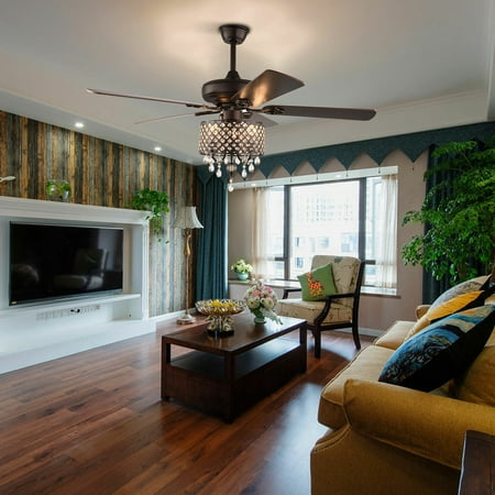 Crystal Ceiling Fan Light 5 Wood Blades Chandelier Remote Control Home 52inch
Crystal Ceiling Fan Light 5 Wood Blades Chandelier Remote Control Home 52inch