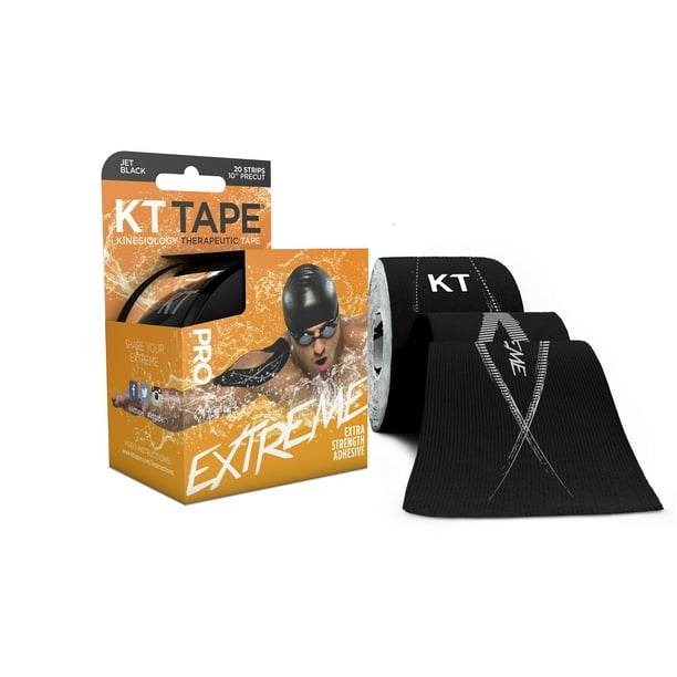 KT Tape, Pro Extreme Synthetic, Black, 20 Ct