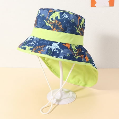 TOWED22 Baby Hats 0-3 Months Kids Adjustable Chin Strap Sun Protection Hats Summer Spring Wide Brim Neck Flap Hat Cute Cartoon F