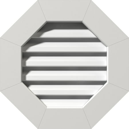 12 W x 12 H Octagonal Gable Vent (17 W x 17 H Frame Size): Functional PVC Gable Vent w/ 1 x 4 Flat Trim Frame 
12 W x 12 H Octagonal Gable Vent (17 W x 17 H Frame Size): Functional PVC Gable Vent w/ 1 x 4 Flat Trim Frame