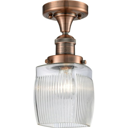 Antique Copper Tone Semi Flush 6 Wide Thick Clear Halophane Glass Steel/Cast Brass/Glass Medium Base LED 1 Light Fixture
Antique Copper Tone Semi Flush 6 Wide Thick Clear Halophane Glass Steel/Cast Brass/Glass Medium Base LED 1 Light Fixture