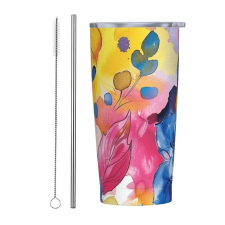 Floral painting in watercolor 20 oz stainless steel insulated cup with handle lid and straw suitable for home office or car black
Floral painting in watercolor 20 oz stainless steel insulated cup with handle lid and straw suitable for home office or car black