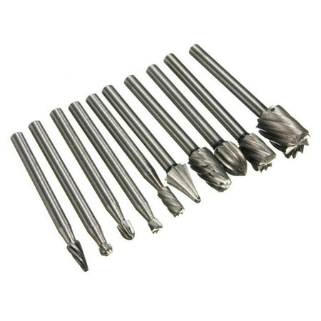 High Speed Steel Rotary Burr 10Pcs Carving Burr Bits Diamond Cut