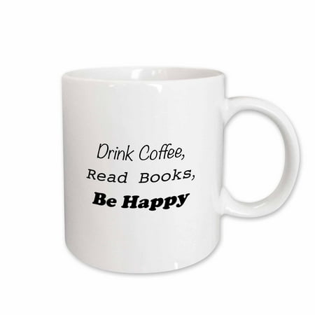 3dRose Drink Coffee Read Books Be Happy Ceramic Mug 15-ounce