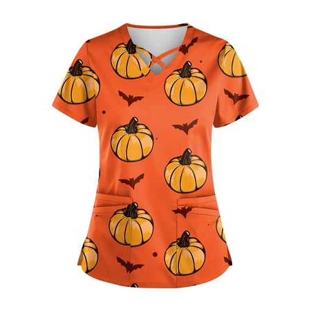 Sksloeg Scrub Tops Women Stretchy Clearance Cute Cartoon Pattern Halloween Scrub Shirt Tops Short Sleeve V-Neck Working Uniform Workwear with Pocket Orange 4XL
Sksloeg Scrub Tops Women Stretchy Clearance Cute Cartoon Pattern Halloween Scrub Shirt Tops Short Sleeve V-Neck Working Uniform Workwear with Pocket Orange 4XL