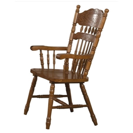 Bowery Hill Turned Spindles Dining Arm Chair in Oak