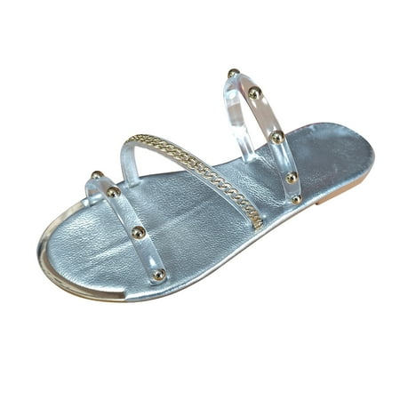 LUOGENLI Slippers for Women Fuzzy Platform Ladies Fashion Summer Transparent Metal Chain Decorative Flat Bottom Open Toe Sandals Women s Slippers Size 8-9 Slippers for Women Size 12.5 Silver 40
LUOGENLI Slippers for Women Fuzzy Platform Ladies Fashion Summer Transparent Metal Chain Decorative Flat Bottom Open Toe Sandals Women s Slippers Size 8-9 Slippers for Women Size 12.5 Silver 40
